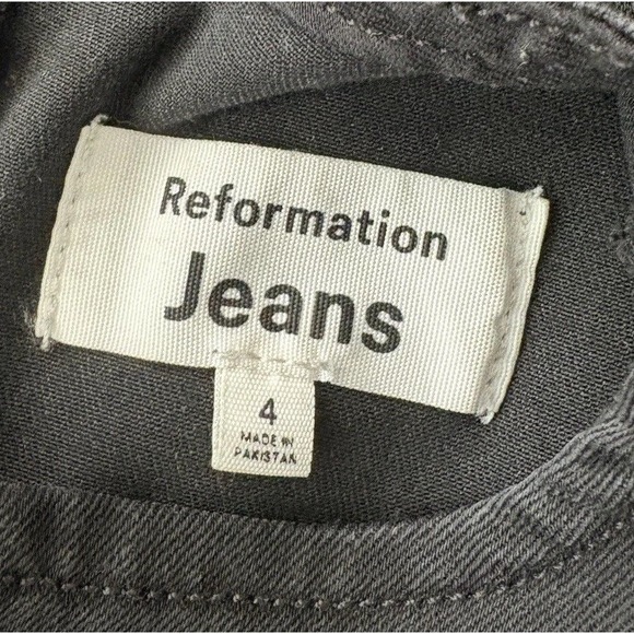 Reformation Kendi Denim Midi Dress Washed Black Stretch Back Slit Women's 4 - Picture 12 of 16